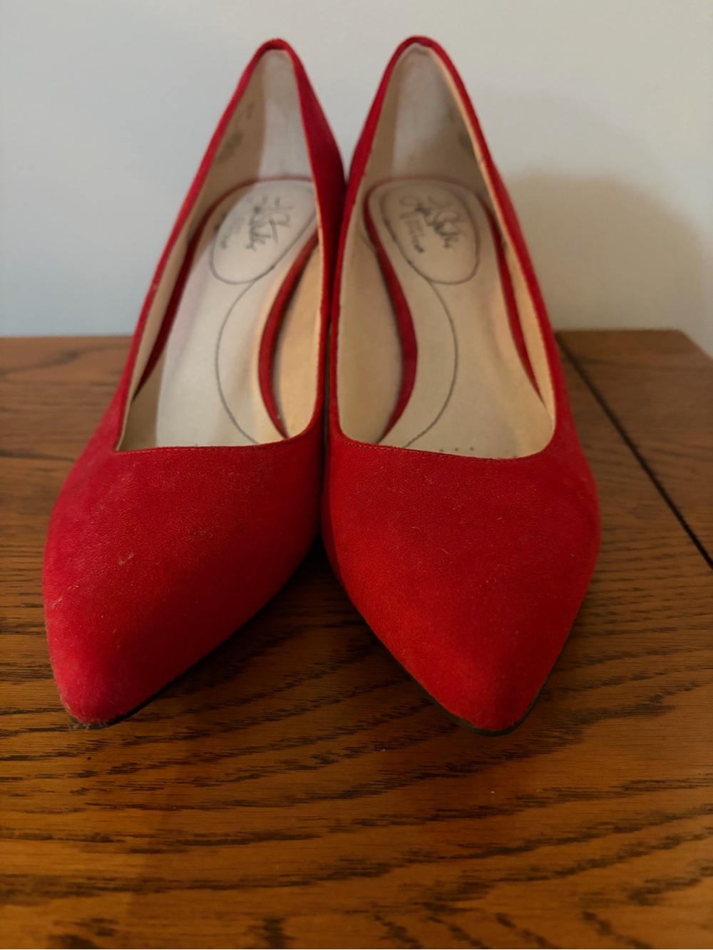 Life Stride Red Suede Pointed-Toe Pumps